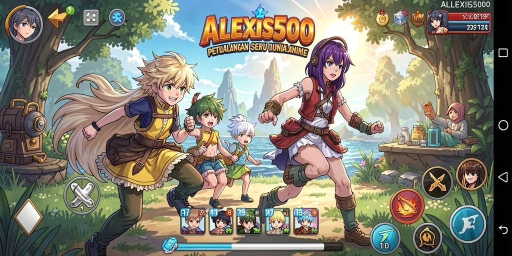Tampilan gameplay seru di ALEXIS500 dengan karakter Anime yang menarik.