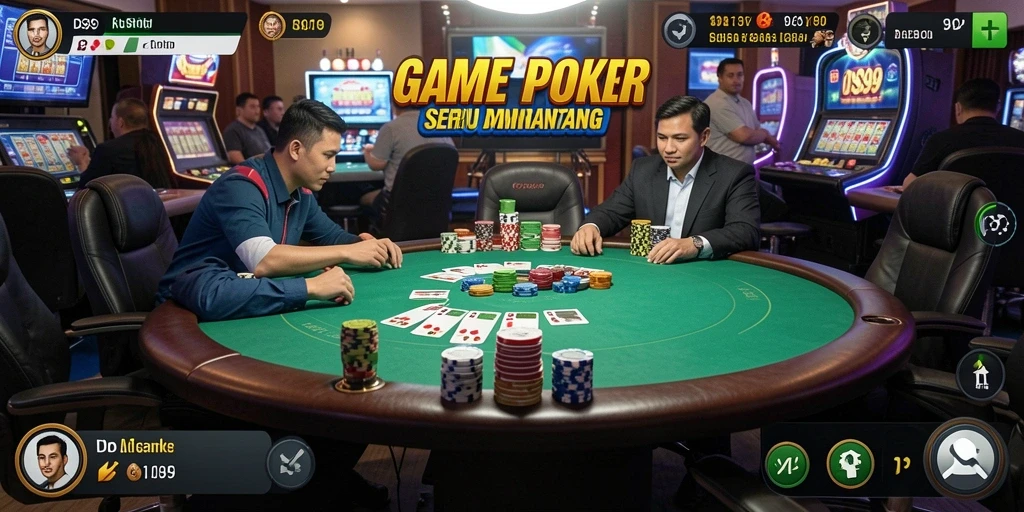 Tampilan gameplay Poker yang seru dan dinamis.