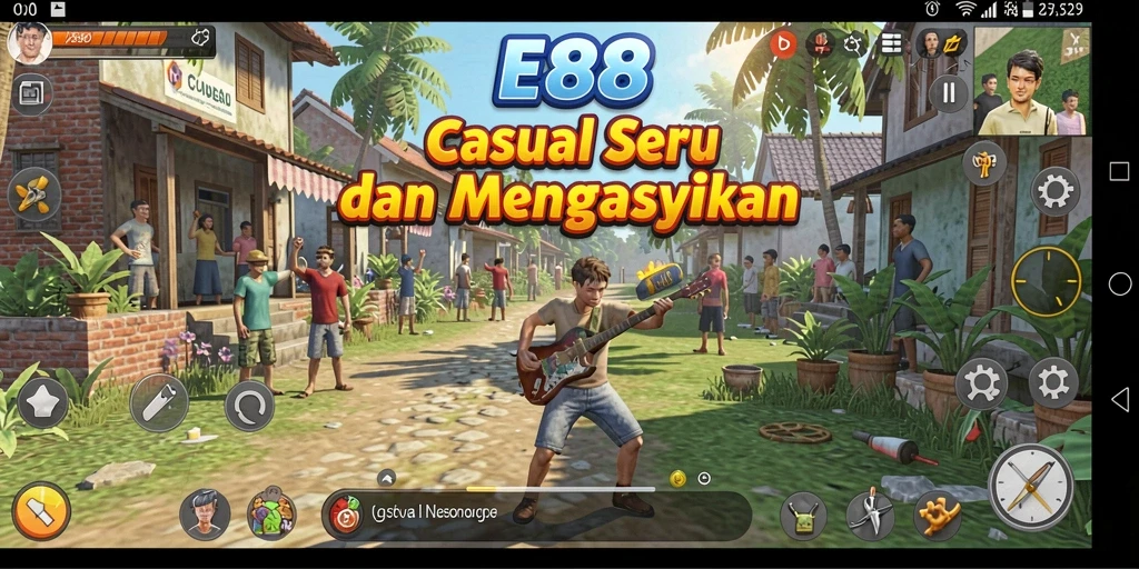 Tampilan gameplay E88 yang penuh warna dan seru.