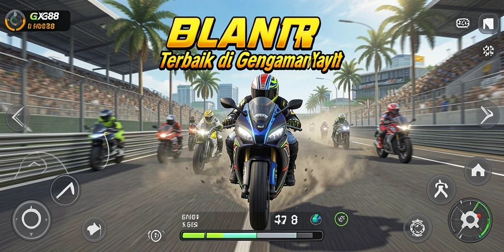 Tampilan menarik dari gameplay GX88 saat balapan motor.