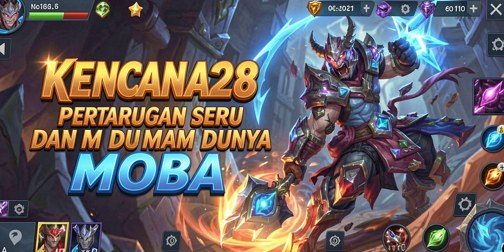 Screenshot KENCANA28 menampilkan pertarungan MOBA yang intens dan seru.