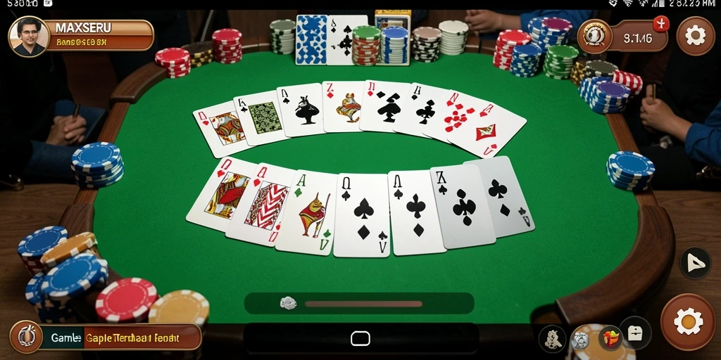 Tampilan screenshot MAXSERU menunjukkan gameplay Gaple yang menegangkan dan mengasyikkan.
