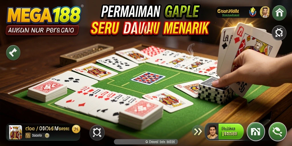Screenshot gameplay MEGA188 yang menampilkan keseruan Gaple.
