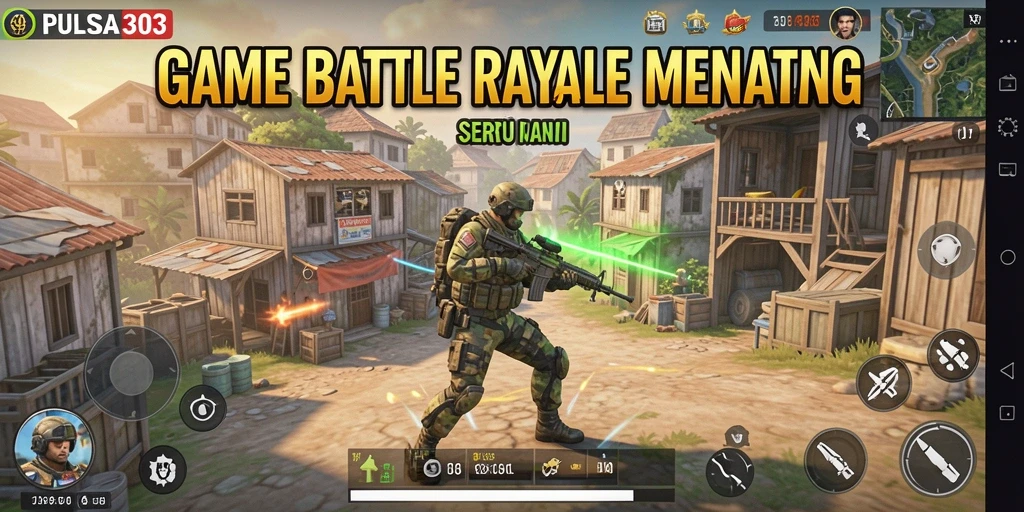 Tampilan aksi seru dalam permainan Battle Royale PULSA303.