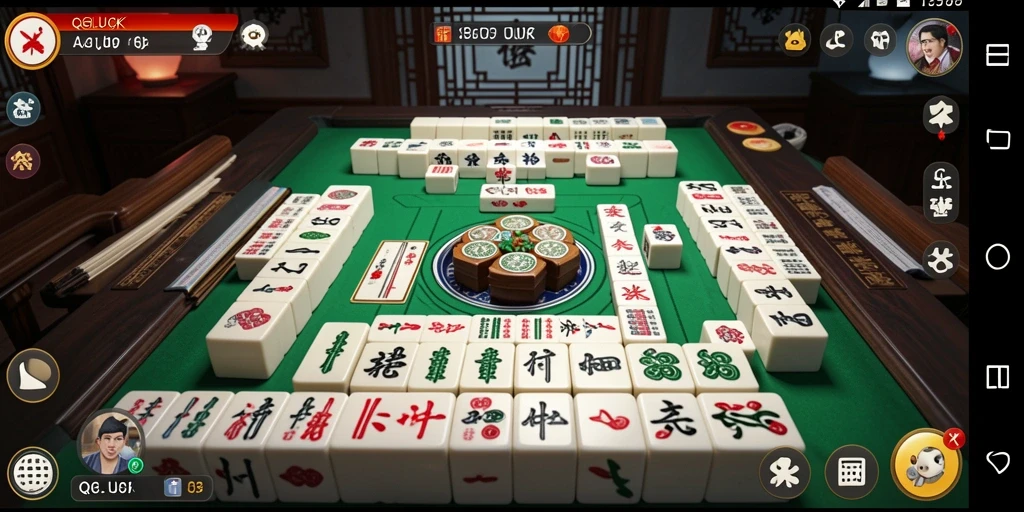 Screenshot QGLUCK menunjukkan aksi permainan Mahjong yang seru.