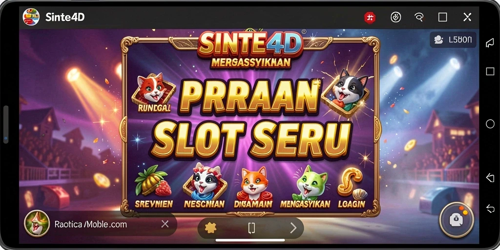Screenshot gameplay SINTE4D menampilkan tampilan slot yang menarik dan penuh warna.
