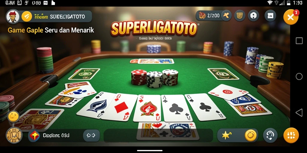 Screenshot dari gameplay SUPERLIGATOTO yang menampilkan keseruan bermain Gaple.