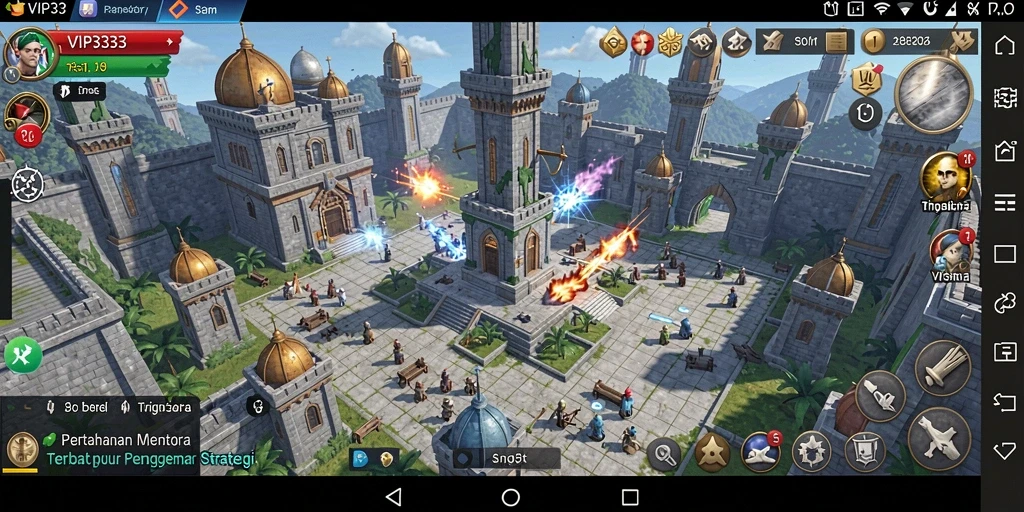 Screenshot gameplay VIP333 yang menampilkan strategi Tower Defense yang intens.